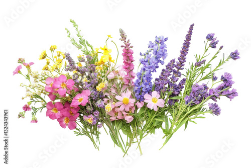 Obraz na płótnie A vibrant bouquet of wildflowers celebrates spring's beauty and color in full bloom isolated on transparent background w salonie