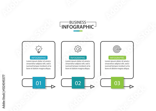 Business infographic template. 3 Step timeline journey, vector illustration	