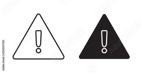 attention sign thin line and fill vector icons set