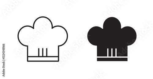 Chef hat thin line and fill vector icons set