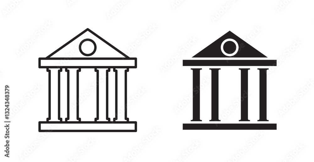 Court thin line and fill vector icons set Court thin line and fill vector icons set