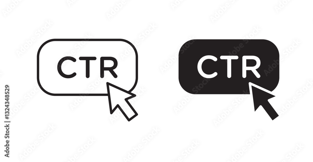 CTR thin line and fill vector icons set CTR thin line and fill vector icons set
