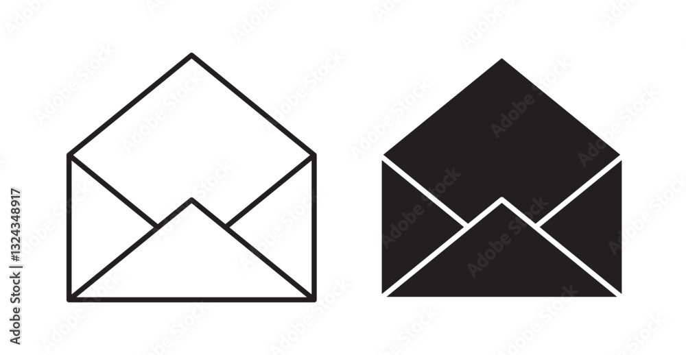 Envelope thin line and fill vector icons set Envelope thin line and fill vector icons set