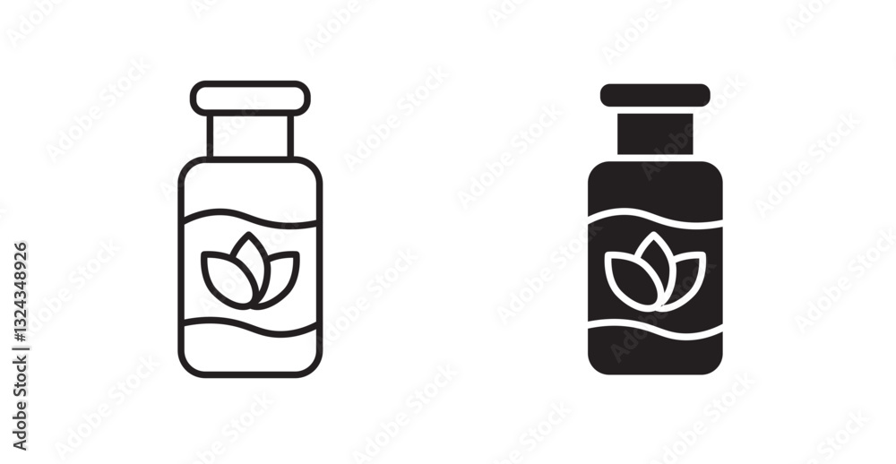 Essential oils thin line and fill vector icons set