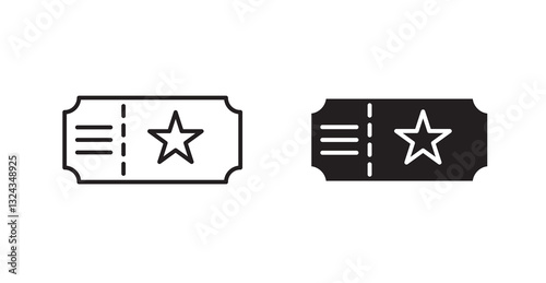 Event ticket thin line and fill vector icons set