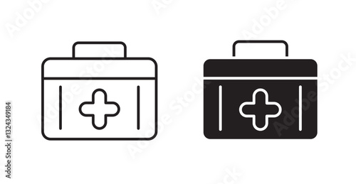 First aid thin line and fill vector icons set