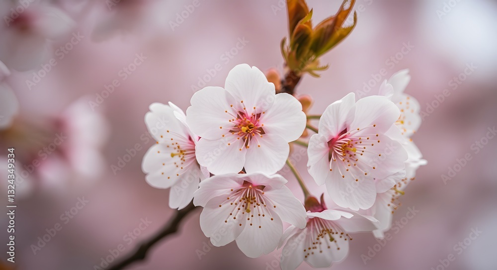 Close-Up of Pink Cherry Blossoms Against Bright Blue Sky Close-Up of Pink Cherry Blossoms Against Bright Blue Sky
