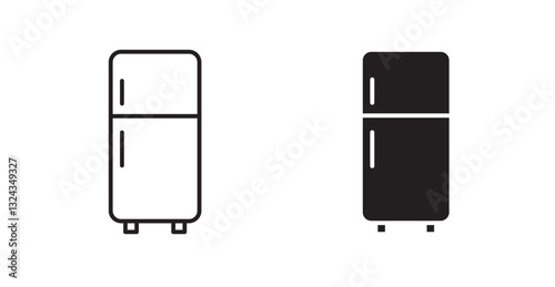 Fridge thin line and fill vector icons set
