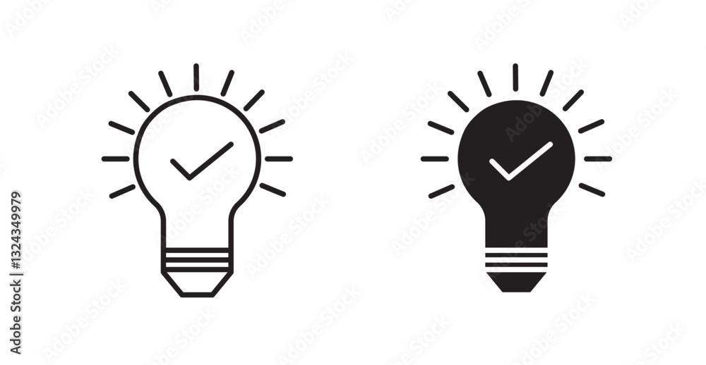 Idea thin line and fill vector icons set Idea thin line and fill vector icons set