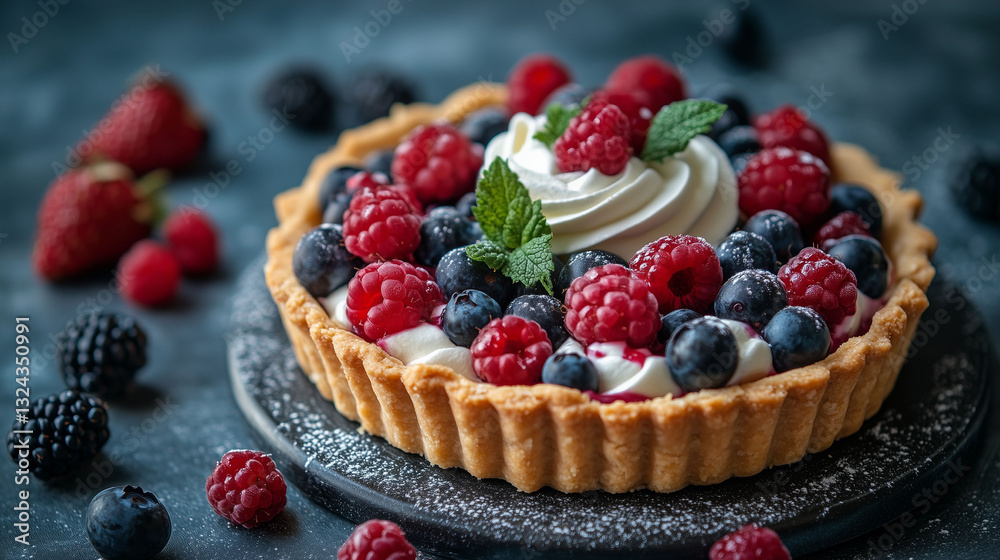Fresh Berry Tart with Buttery Crust and Whipped Cream Fresh Berry Tart with Buttery Crust and Whipped Cream