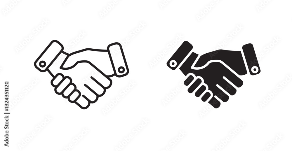Partnership thin line and fill vector icons set Partnership thin line and fill vector icons set