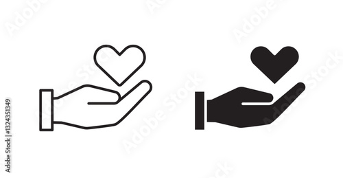 Philanthropy thin line and fill vector icons set