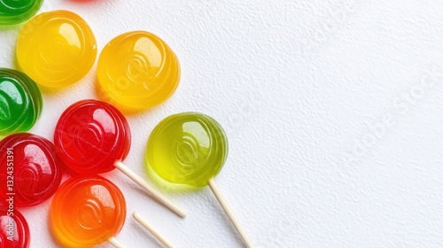 Colorful Lollipops Arrangement On White Background
