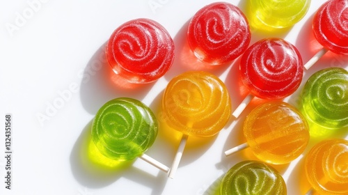 Varied Lollipops Display Arranged On White Backdrop