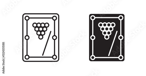 Pool table thin line and fill vector icons set