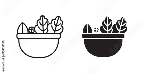 Salad thin line and fill vector icons set