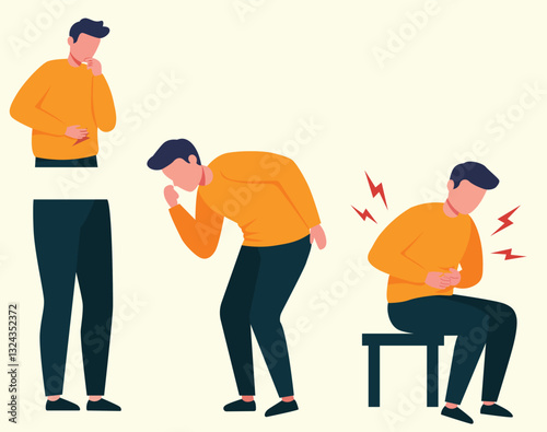  men showing sick concept illustration.