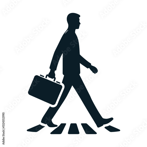 Professional Walking: Businessman with Briefcase Silhouette