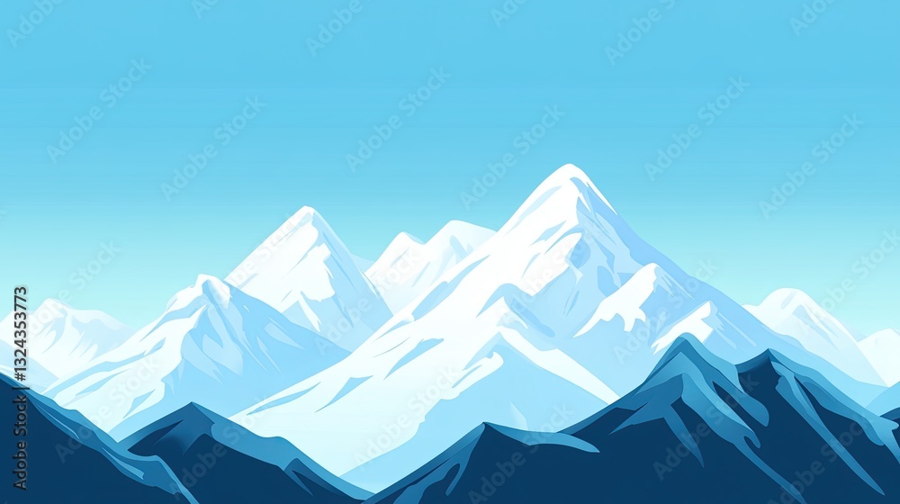 Fototapeta premium A panorama of serene, inspiring beauty is found in the majestic snow-capped mountains