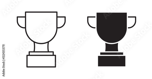 Trophy thin line and fill vector icons set