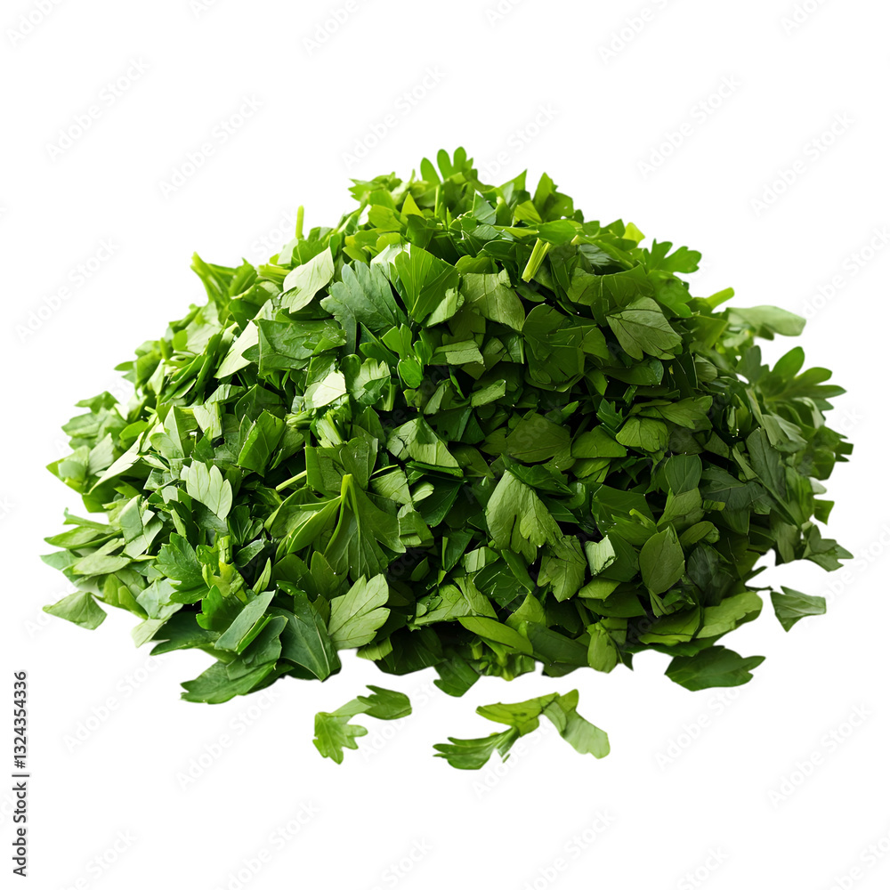 Obraz premium A pile of freshly chopped parsley leaves.
