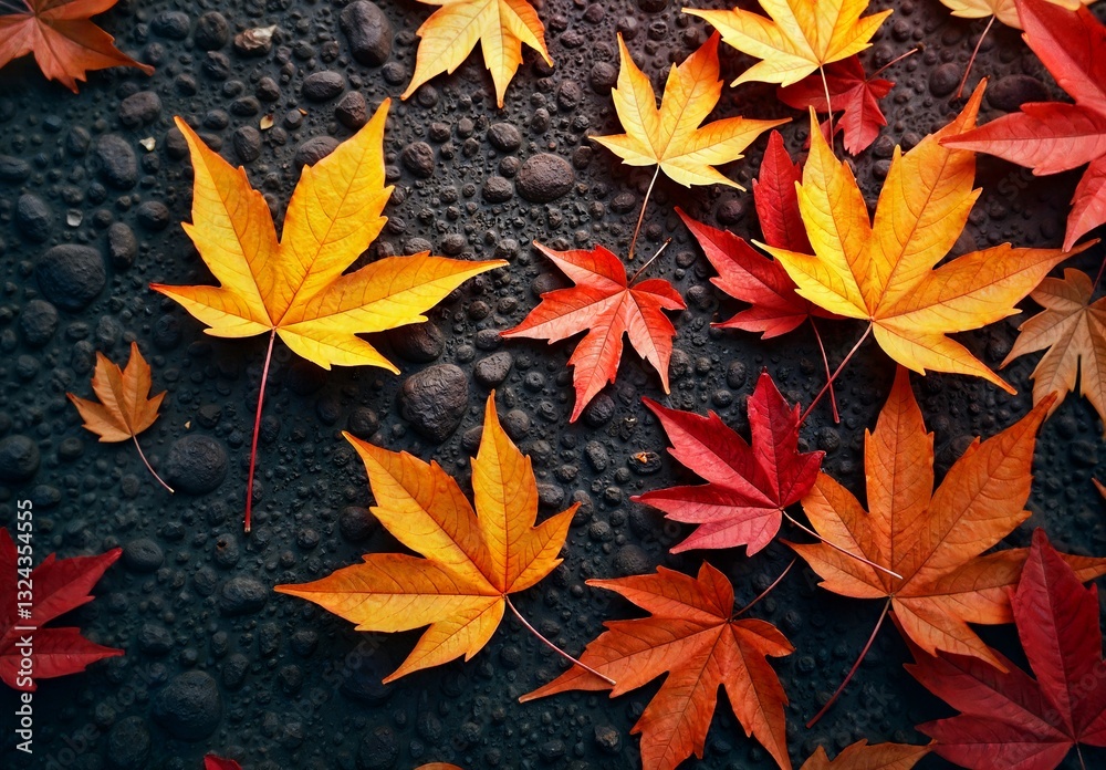Autumn's Vibrant Palette on Textured Stone Autumn's Vibrant Palette on Textured Stone