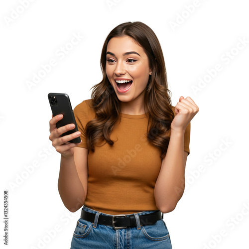 woman with mobile phone. backgroundless cutout of a girl with a cell phone