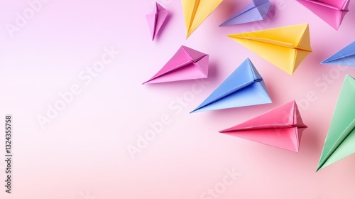 Vividly Colored Handcrafted Paper Planes In Mid-Flight