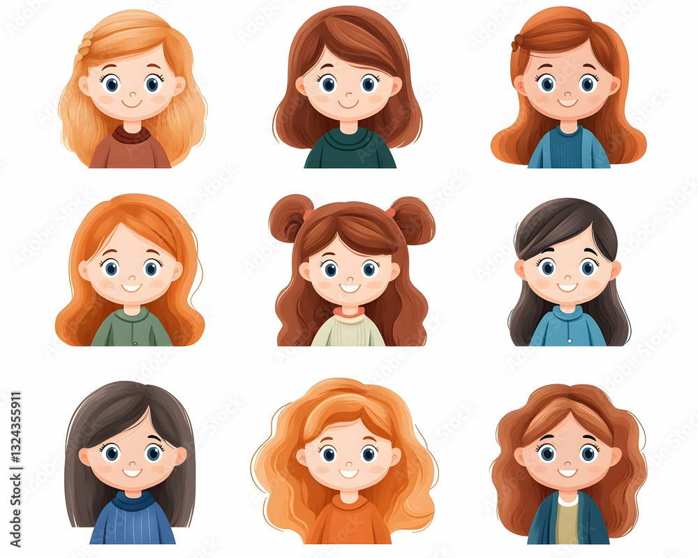 Cute girl avatars with various hairstyles (4) Cute girl avatars with various hairstyles (4)