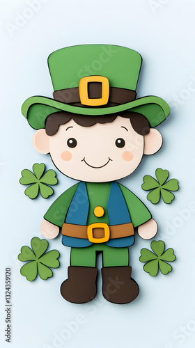 Cute, papercraft leprechaun