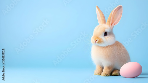 Cute pastel bunny with Easter egg