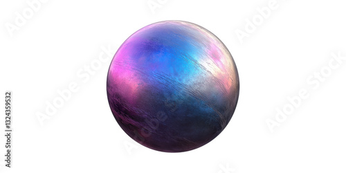 Abstract iridescent sphere with multicolored gradient set isolated on transparent background