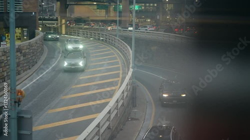NYC, Downtown, Tunnel, Traffic, Night, 4K, 60p