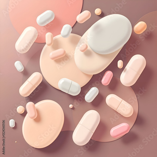 Abstract floating pill shapes vector background