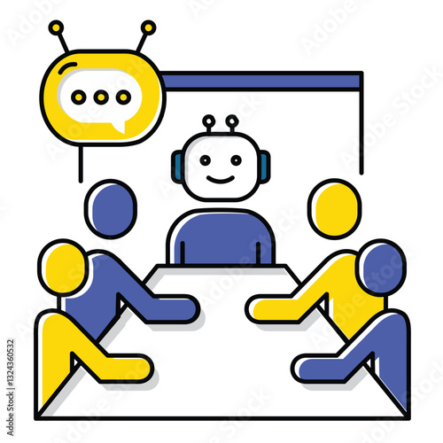 AI-Powered Online Meeting and Digital Strategy Vector icon Design
