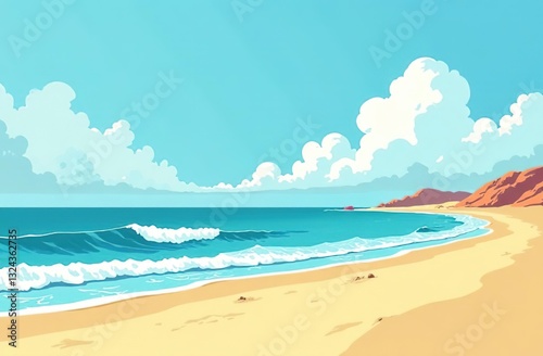 Tropical beach with ocean waves.