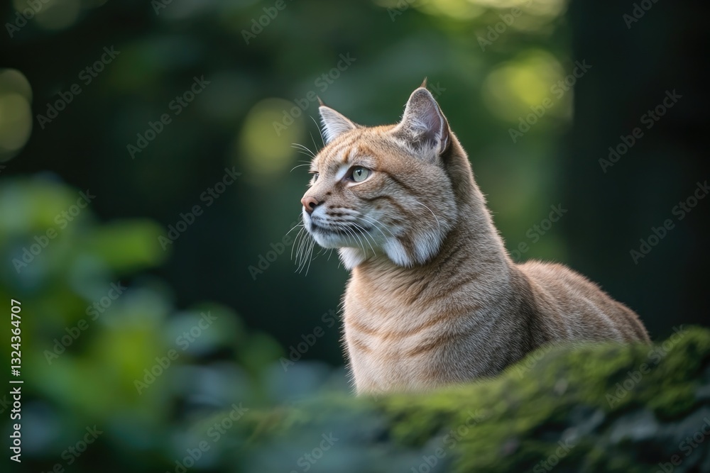 majestic wild cat in its natural habitat bathed in dappled sunlight from forest canopy majestic wild cat in its natural habitat bathed in dappled sunlight from forest canopy