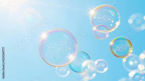 Magic Bubbles Floating Through Clear, Sunlit Skies