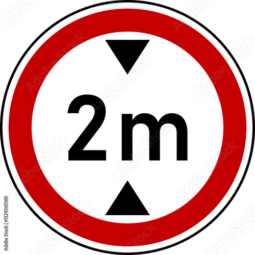 2 m height restriction circular sign sticker 