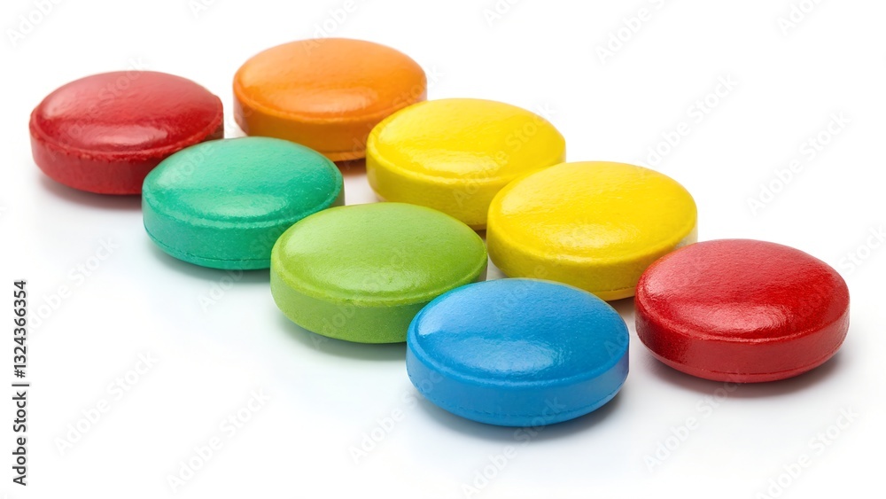 Multicolored pills on white background Multicolored pills on white background