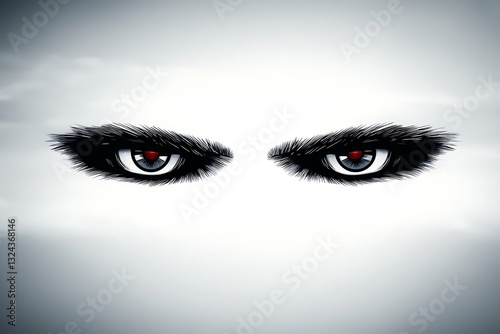 Fierce Eyes for Cloudy Sky, Abstract Art.