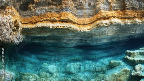 Wallpaper Mural Underwater Cave, Vibrant Colors, Clear Water, Ocean, Rocks, Cave Entrance, Sunlight, Nature, Seascape, Marine, Crystal, Deep,  Torontodigital.ca