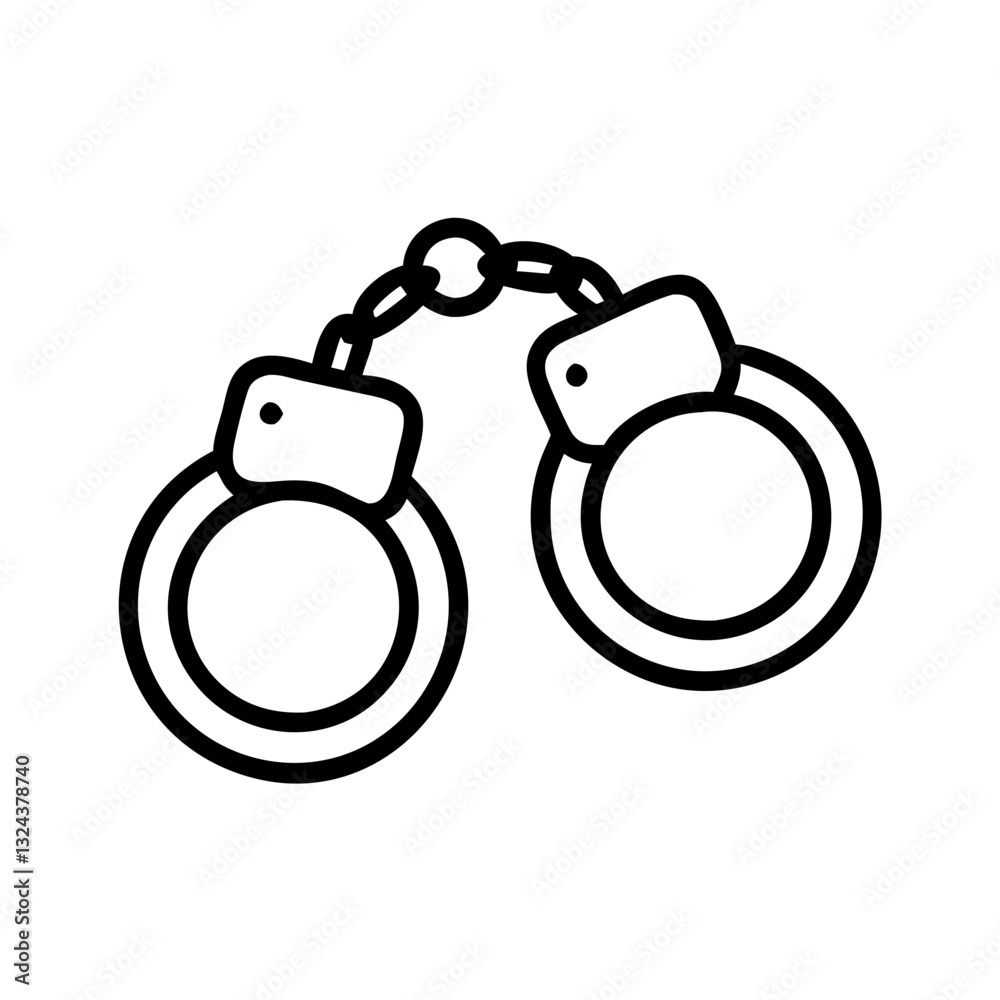 Police handcuffs icon in a black vector style for law enforcement concepts Police handcuffs icon in a black vector style for law enforcement concepts