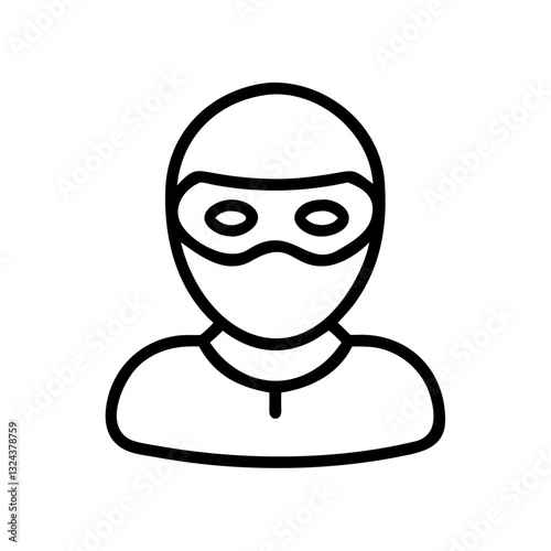 Masked criminal icon in a black vector style for theft concepts