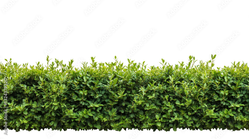 Green hedge foliage creating natural border on transparent background Green hedge foliage creating natural border on transparent background