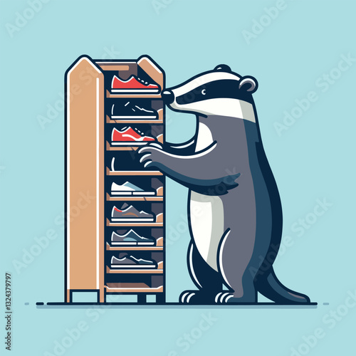 Badger Organizing Shoe Rack in a Flat Illustration Style