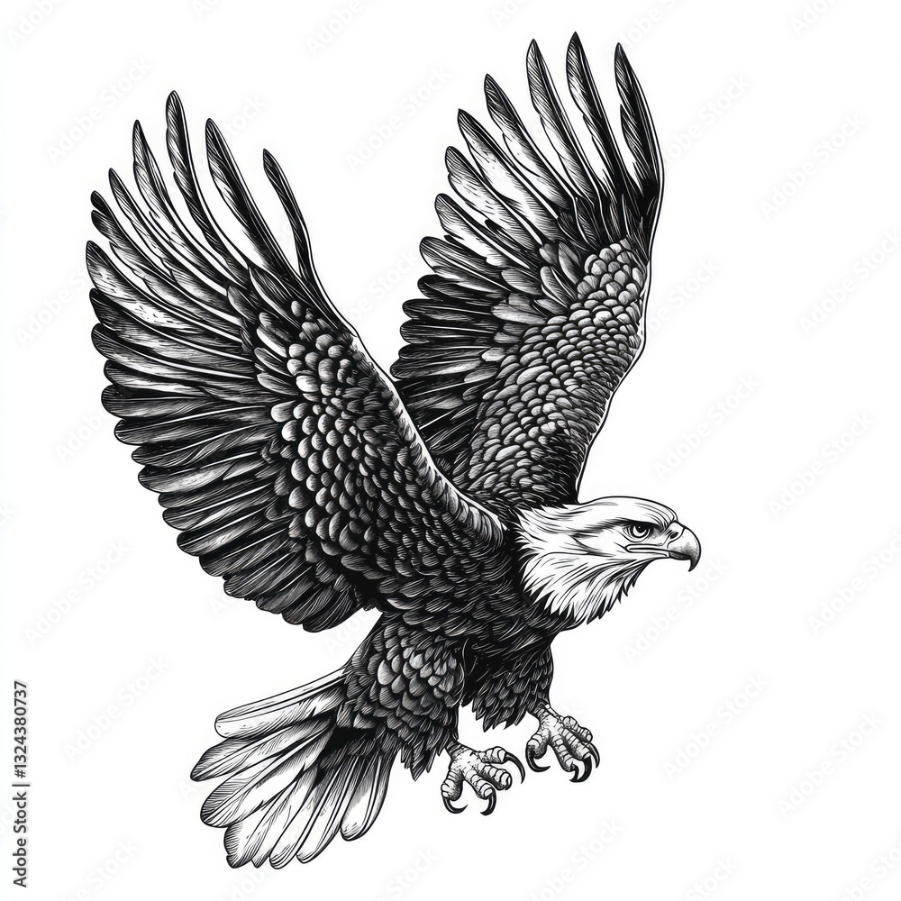 Fototapeta premium Majestic eagle in flight, wings spread wide, a powerful symbol of freedom and strength.