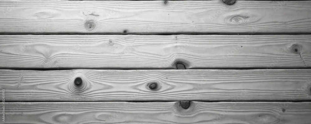 Fototapeta premium Grey wooden planks texture background. Timber boards arranged horizontally showcase natural wood grain pattern. Perfect for rustic designs, banners. Use as backdrop for presentations, product,