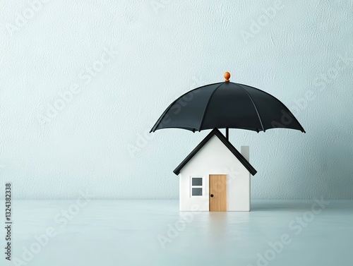 Wallpaper Mural Protecting your home a miniature house under an umbrella in a minimalist environment Torontodigital.ca
