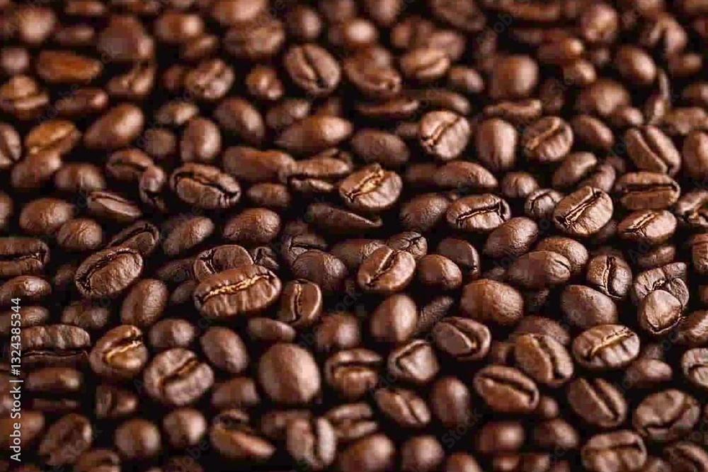 Fototapeta premium Freshly roasted coffee beans showcasing rich textures and deep colors